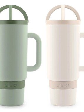 Ello Port 40-oz. Stainless Steel Tumbler with Handle,  2 Pack Sage and Cream
